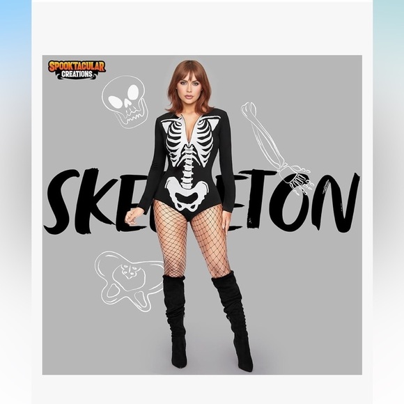 NWT Skeleton Print Bodysuit/ costume size Small - Picture 2 of 9
